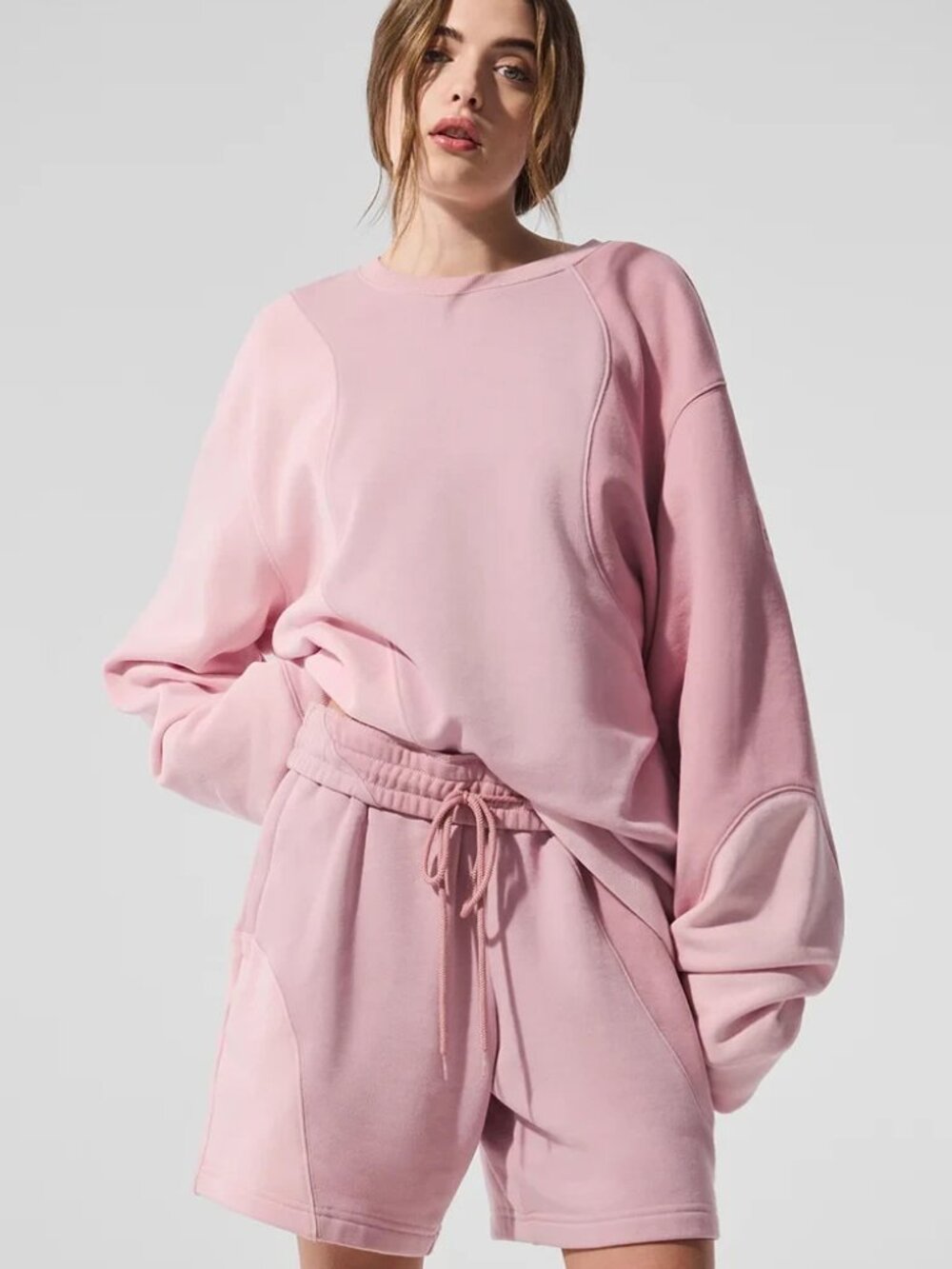 Alo Yoga Make Waves Crew Neck Women Size XL Sunset Pink Tonal